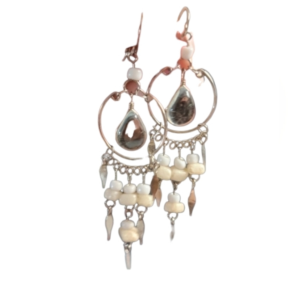 💥4 For $20💥White & Clear Beaded Dangle Earrings